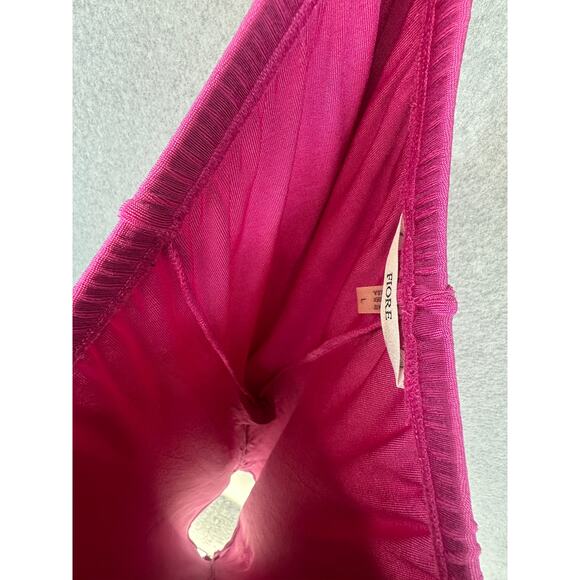 Fiore Pants Womens Size Large Pink Acetate Blend Pull On Elastic Waist Wide-Leg - Picture 6 of 10